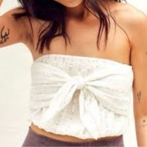New Aerie Cropped White and Silver Tube Top **Xl